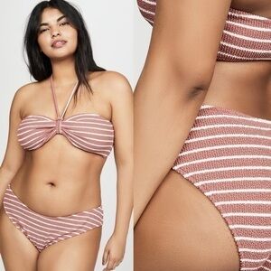 Madewell Vintage Quartz Uma Stripe Scrunch Bikini Swim Bottom Summer NWT